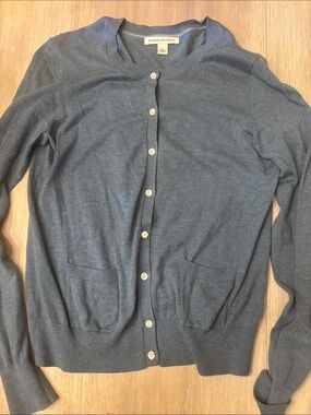 Banana Republic Slate Blue Button-Up Crew Cardigan